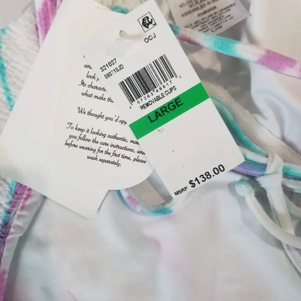 BECCA Iconic Asymmetric Ribbed Tie-Dye One-Piece Swimsuit - Picture 9 of 13